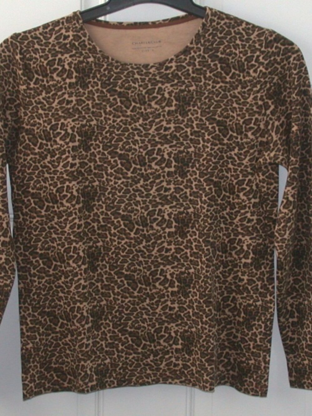 Charter Club Brown & Tan Leopard Print Top SZ Small